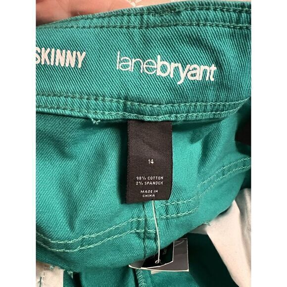 NWT LANE BRYANT Women's Green Jeans SIZE 14 SKINNY STRECH DENIM Tapered New - Picture 16 of 16
